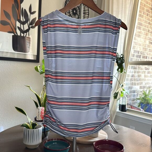 NWT Free People Tempo Mode Striped Sleeveless Muscle Tee Ruched Breathable - Picture 8 of 13